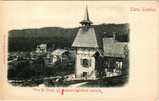 Tátralomnic, Tatranska Lomnica; Báró Orczy, Gróf Pejacsevich, Fabinyi nyaralók. Kuszmann Gyula kiadása / villas (EM)