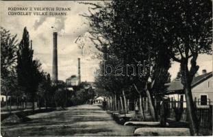 1928 Nagysurány, Velké Surany; cukorgyár, utca / sugar factory, street