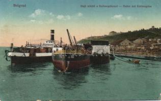 Belgrade, port, steamship, barge, Kalimegdan