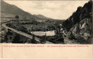 Királylehota, Králova Lehota; Fehér és Fekete Vág összefolyása a K.O.V. (Kassa-Oderbergi Vasút, KsOD) mentén. Geruska Pál kiadása / K.O.B. (Kaschau-Oderberger Bahn) / rivers along the Kosice-Bohumín Railway line (EK)