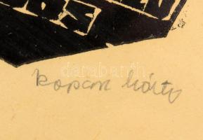 Kopasz Márta (1911-2011): Szeged, 1965. Linómetszet, papír, jelzett, üvegezett fakeretben, 18x14 cm