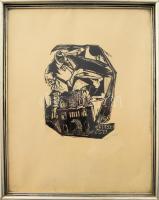 Kopasz Márta (1911-2011): Szeged, 1965. Linómetszet, papír, jelzett, üvegezett fakeretben, 18x14 cm