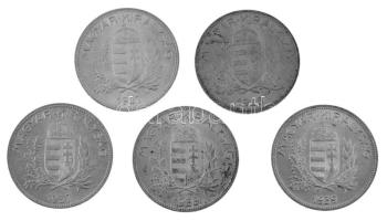 1926-1939. 1P Ag (5xklf) teljes sor! T:AU,XF egyiken patina
Adamo P6