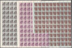 1946 Betűs (szöveges) Cs.5-2/24f , Távolsági levél /18f teljes 100-as hajtott ív + Tl.2./10f/4f 88-as ívdarab