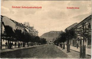 Székelyudvarhely, Odorheiu Secuiesc; Kossuth utca, üzletek. Sterba Ödön kiadása / street view, shops