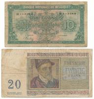 Belgium 1943. 10Fr + 1956. 20Fr T:VG Belgium 1943. 10 Francs + 1956. 20Fr C:VG