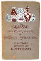 Graesse, J. G. Th. - Jaennicke, E.: Führer für Sammler von Porzellan und Fayence, Steinzeug, Steingut usw. Berlin,én., Richard Carl Schmidt &amp; Co, 7+3+405+36 p. Német nyelven. 16. Auflage. Jelzésekkel gazdagon illusztrált. Kiadói egészvászon kötésben, festett lapélekkel, kopott borítóval, hiányzó gerinccel, az elülső tábla és az első néhány lap levált a gerincről.