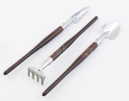 Saboten Japan zenkert gondozó szerszám szett, jelzett, h: 24 cm