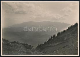 cca 1910 Brassó környéki hegyek, Erdélyi Mór (1866-1934) felvétele, a hátoldalon feliratozott fotó, 16×11,5 cm / cca 1910 Brasov (Kronstadt), mountains, vintage photo by Mór Erdélyi, 16×11,5 cm