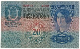 1913. 20K "2322 298573" felülbélyegzés nélkül T:F szép papír Adamo K17