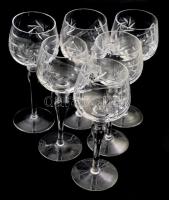 Ólomkristály talpas boros pohár szett, 6 darab, jelzés nélkül, m: 19,5 cm