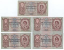 1932. 50P (5x) közte sorszámkövető pár "D 054 057637 - D 054 057638", egyugrásos sorszámkövető "D 198 040919" és "D 198 040921" T:AU,XF Adamo P14