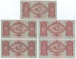 1932. 50P (5x) közte sorszámkövető pár "D 054 057637 - D 054 057638", egyugrásos sorszámkö...