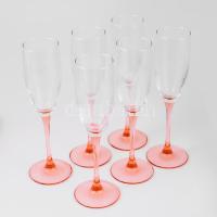 Montana francia pezsgős pohár szett, színezett talppal, 6 db, hibátlan, m: 22 cm, dobozában