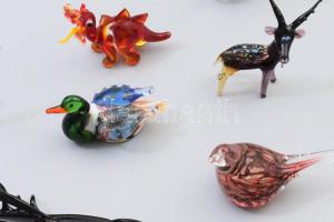 Murano 10 darab üvegfigura, h: 10 cm alatt