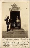 1904 Besztercebánya, Banská Bystrica (?); jelmezbe öltözött férfiak / men wearing costumes. photo (EB)