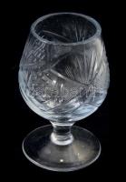 Kristály likőrös pohár garnitúra, jelzés nélkül, 6 darab, m: 9 cm