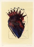 Claude Le Lay (1946-): Cím nélkül. Ofszet, papír, jelzett, számozott (618/1000), üvegezett keretben, 41x30 cm.