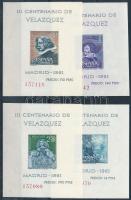 1961 Velázquez halálának 300. évfordulója blokksor Mi 1239-1242