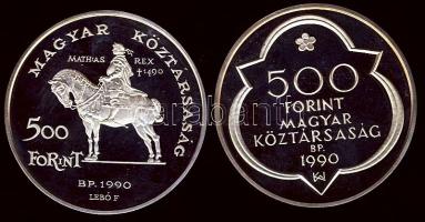 1990. 500Ft Ag + 500Ft Ag "Mátyás király" pár T:PP Dekoratív díszdobozban!