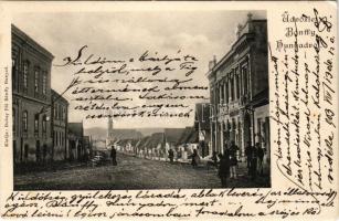 1903 Bánffyhunyad, Huedin; utca, üzletek, fodrász terem. Dubay Pál kiadása / street, shops, hairdresser's (EK)