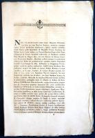 [Oklevél] A frissen trónra lépett II. Ulászló magyar király birtokadományozó okirata hívei számára, az őt trónra segítő Báthori István erdélyi vajda, Báthori András főúr és fiai, Medgyesaljai István főrend és Perényi János királyi ajtónállómester számára. [Hely nélkül, 1779 körül.] [Nyomda nélkül.] 6 p. Folio. Latin nyelvű dokumentumunk az 1490 júliusában magyar trónra lépett II. Ulászló király bőkezű birtokadományozási oklevelének évszázadokkal későbbi nyomtatott okirata. Mátyás király halála után, 1490 folyamán négy trónkövetelő is támadt: Corvin János a Hunyadi-házból, I. Miksa a Habsburg, János Albert és Ulászló a Jagelló-házból. A későbbi II. Ulászló hathatósan állította maga mellé a kor fontos hadurait, többek között a katonai győzelmeiről és kemény kezéről nevezetes Báthori István (1430-1493) erdélyi vajdát, aki a nyár folyamán legyőzte Ulászló ellenfeleit, Habsburg Miksát pedig kiűzte Fehérvárról. Latin nyelvű oklevelünk 1490. szeptember 28-án kelt, és Báthori Istvánt, testvérét, Báthori Andrást és annak gyermekeit, valamint Medgyesaljai István főurat, nem különben Perényi János ajtónállómestert és leszármazottait számos birtoktesttel ajándékozza meg, visszavonhatatlanul és örök időkre. Az eddig is jelentős birtokokkal bíró Báthoriak és Perényiek e királyi birtokadományozások révén léptek az élvonalba. Fűzve, borító nélkül, jó példány.