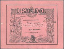 1937 G[ép]p[uskás] mesterlövész díszoklevél a M. kir. "Görgey Arthúr" 13. honvéd gy. ezred parancsnokság, pecséttel és pecsételt aláírással, 28x36 cm