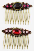 2 darab kövekkel kirakott hajtű, 6,5x5 cm