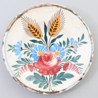 cca 1900, B. Apátfalva dísztál, mázhibákkal, d: 14,5 cm