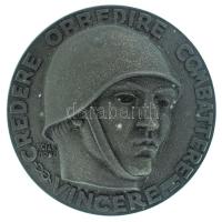 1943. "Hadbavonult olasz művészek budapesti kiállítása" kétoldalas Zn emlékérem "Lorioli Milan Roma" gyártói jelzéssel. "CREDERE OBBEDIRE COMBATTERE VINCERE / HADBAVONULT OLASZ MŰVÉSZEK KIÁLLÍTÁSA BUDAPEST". Szig.: Francesco Giannone (40mm) T:XF