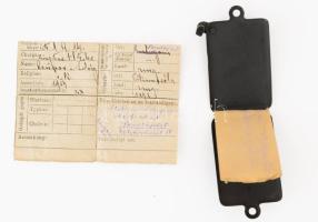 1914 Első világháborús dögcédula, fém tokban, 6x3,5 cm
