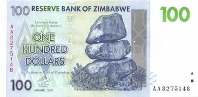 Zimbabwe 2007. 100$ (2x) + 500.000.000$ (4x) egymás utáni ill. közeli sorszámokkal T:I