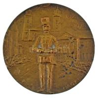 Nagy József 1978. "A Debreceni Első Régipénz Kiállítás ötvenedik évfordulójára / Nagyházi 1928. IV. 1. - 1978." kétoldalas öntött bronz plakett, a perem alján "VI" jelzéssel (90mm) T:XF