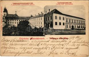 1902 Balázsfalva, Blasendorf, Blaj; Görögkatolikus gimnázium és az udvara. Szinberger Manó kiadása / Greek Catholic grammar school, courtyard (EK)
