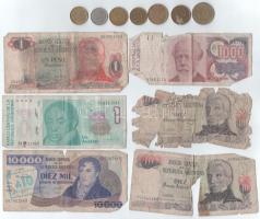 Argentína ~1961-1980. 13db-os vegyes fémpénz és bankjegy tétel T:vegyes Argentina 1961-1980. 13pcs of mixed coins and banknotes C:mixed