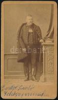cca 1872 Fehérgyarmati férfi portréja, keményhátú fotó Borsos József pesti műterméből, feliratozva, 10,5×6,5 cm
