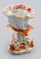 Herendi Shanghai mintás kaviárkínáló, plasztikus halfigurákkal, kagyló alakú kínálórésszel, jelzett, hibátlan, m: 12 cm