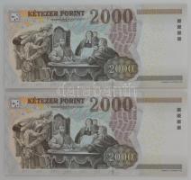 2013. 2000Ft (2x) egyugrású sorszámokkal "CA 6346516 - CA 6346518" T:F kisebb hajlások
