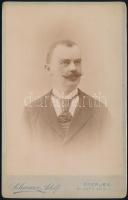 cca 1905 Férfiportré, kemémyhátú fotó Schwarz Adolf eperjesi műterméből, 16,5×10,5 cm