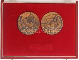 DN "Budapest" egyoldalas öntött bronz emlékérem (60mm) + "Sportjáért" egyoldalas öntött bronz emlékérem (60mm). Az érempár közös tokban T:AU