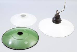 3 darab régi búra, zománcozott, tejüveg, kis kopással, d: 26 cm alatt.