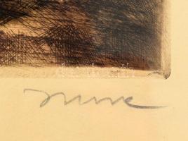 Imre István (1918-1983): Kislány az ágyában olvas Rézkarc, papír, jelzett,, üvegezett fakeretben, 30...