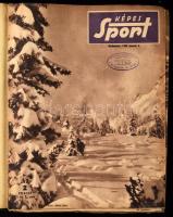 1955 Képes Sport II. évf. majdnem teljes évfolyama (hiányzik: 2.,7,11-13, 18., 25.,36, 50), 1955. január 4. - dec. 27. Gazdag képanyaggal. Benne a kor híreivel, köztük az Aranycsapat híreivel és fotóival is. Félvászon-kötésben, több helyen kivágásokkal, néhány szakadt lappal, néhány számnál borítóhiánnyal.