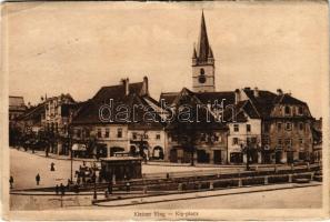 1918 Nagyszeben, Hermannstadt, Sibiu; Kis piac, Hugo Connerth üzlete. Jos. Drotleff Nr. 77. 1917. / Kleiner Ring / shops, market (EB)