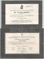 1966-1975 Vegyes halálozási értesítők, 5 db, közte főorvos, mérnök, miniszteri tanácsos is