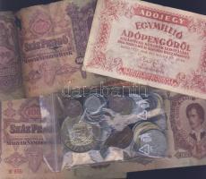 Kis hagyaték tétel, benne 27db vegyes váltópénz + NSZK 1990. 10M Ag "Barbarossa Frigyes" + NSZK 1994. 10M Ag J.G. Herder" + 1996. "Magyar Diáksportszövetség" ffém emlékérem + 5db magyar bankjegy T:vegyes