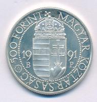 1991. 500Ft Ag "II. János Pál pápa látogatása" kapszulában T:UNC (eredetileg PP) Adamo EM120