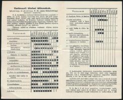 1934 Vadászati tilalmi időszakokat tartalmazó nyomtatvány