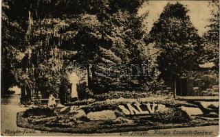 1918 Pöstyén-fürdő, Pistyan, Kúpele Piestany; park az Erzsébet királyné (Sissi) szoborral. J. N. kiadása / park and Sisi statue (EB)