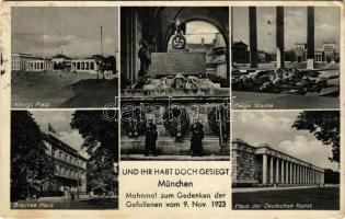 1939 München, und ihr habt doch gesiegt, Mahnmal zum Gedenken der Gefallenen vom 9. Nov. 1923, Königl. Platz, Ewige Wache, Braunes Haus, Haus der Deutschen Kunst / NSDAP Nazi propaganda, swastika + "Tag der deutschen Kunst" So. Stpl (EM)